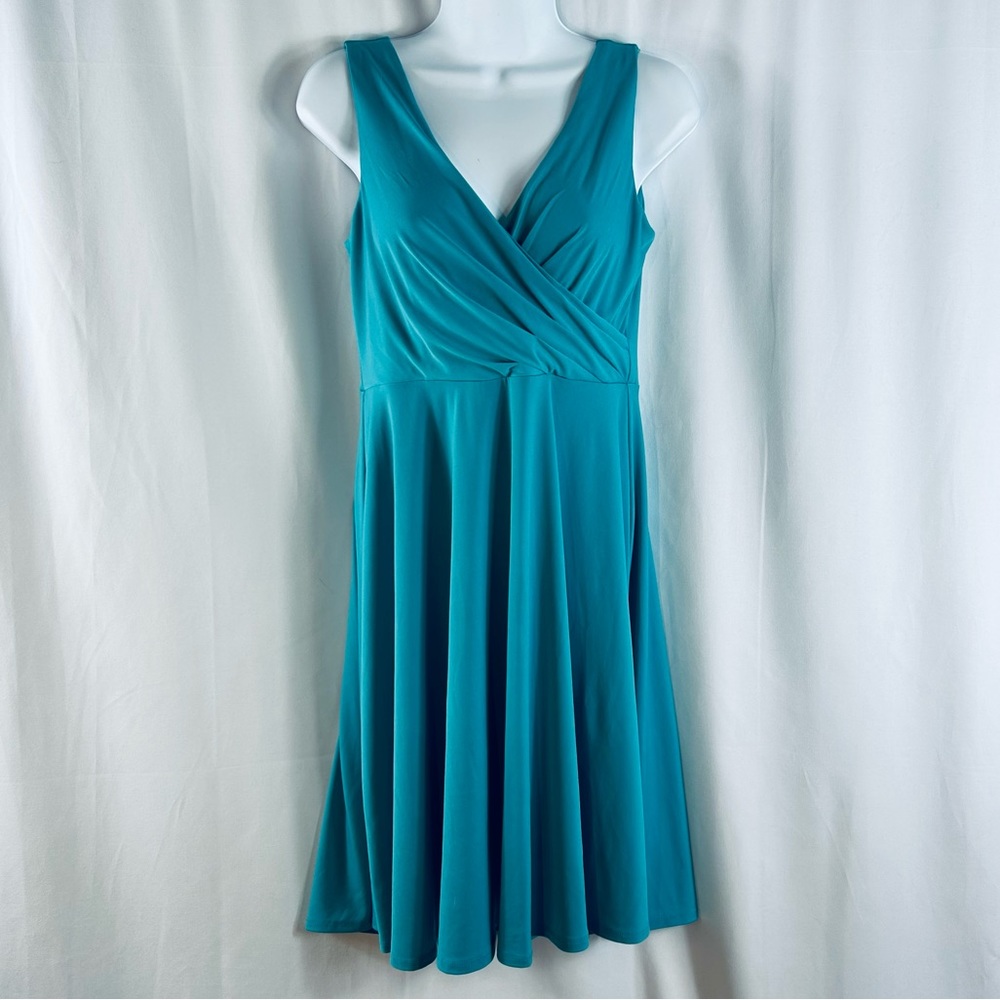 Isaac Mizrahi faux wrap sleeveless knit dress 4P